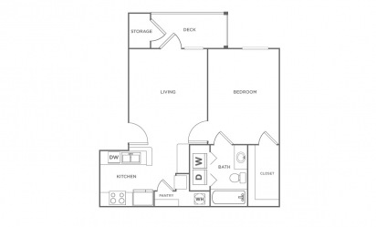 Rosewood - 1 bedroom floorplan layout with 1 bath and 678 square feet