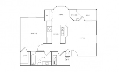 Angora - 1 bedroom floorplan layout with 1 bath and 859 square feet