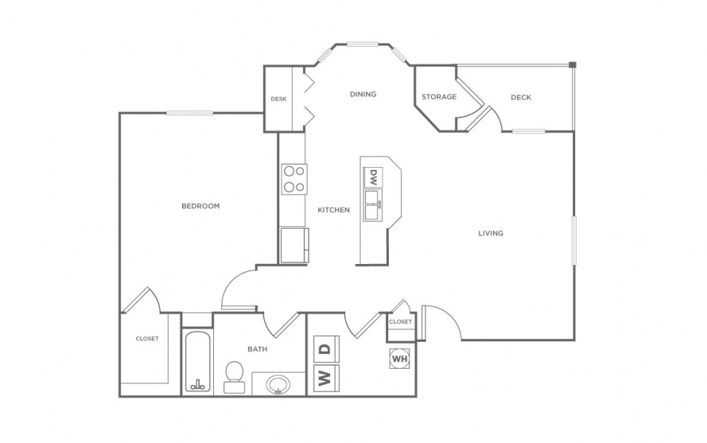 Angora - 1 bedroom floorplan layout with 1 bath and 859 square feet (1st floor 2D)