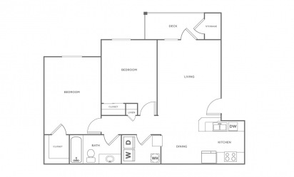 Cold Water - 2 bedroom floorplan layout with 1 bath and 921 square feet