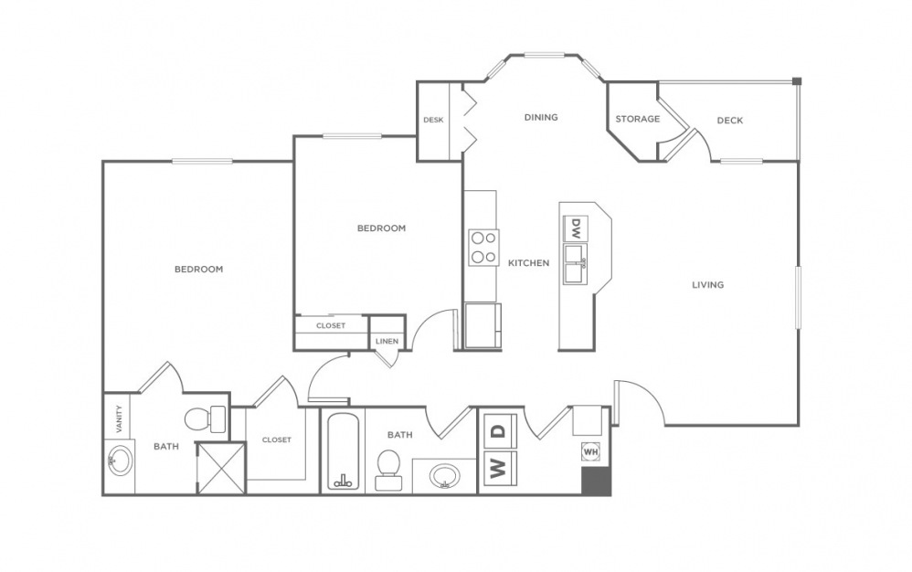 Rubicon - 2 bedroom floorplan layout with 2 bath and 1110 square feet (1st floor 2D)