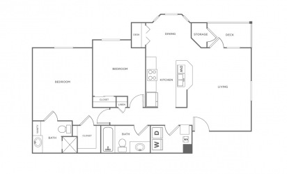 Rubicon - 2 bedroom floorplan layout with 2 bath and 1110 square feet